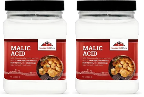 Vista 7 de Hoosier Hill Farm, Ácido málico de calidad alimentaria, jarra de plástico de 1.5 lb