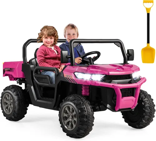 Vista 14 de Costzon Camión volquete con control remoto, UTV eléctrico de 12 V para niños con cama volquete eléctrica, función de balanceo, pala, 4 suspensiones