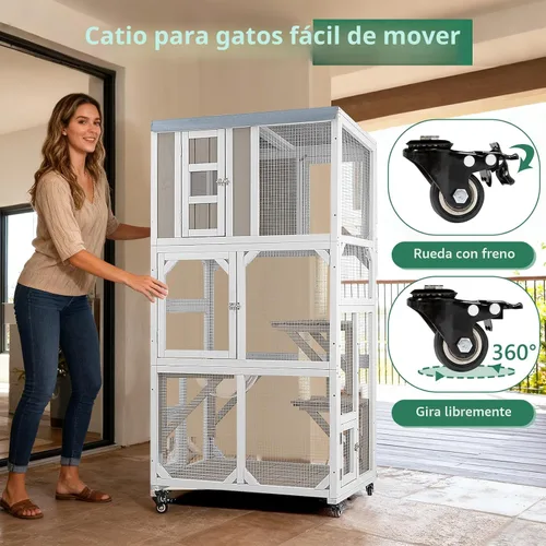 Vista 6 de Catio portátil de 63" con ruedas, recinto para gatos al aire libre