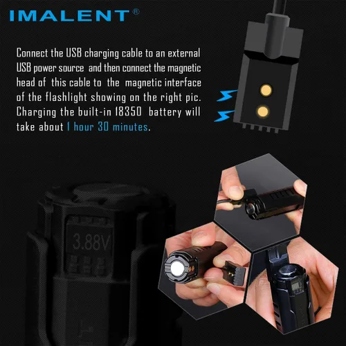 Vista 6 de IMALENT LD70 linterna de bolsillo EDC, linternas compactas brillantes y potentes de 4000 lúmenes con LED CREE XHP70.2, linterna recargable de mano
