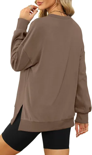 Vista 3 de XIEERDUO Sudaderas de gran tamaño para mujer, estilo casual, cuello redondo, manga larga, cómodas