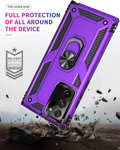 Vista 6 de Androgate - Funda para Galaxy Note 20 Ultra (no compatible con el Note 20) con protectores de pantalla HD, funda Androgate con soporte de anillo