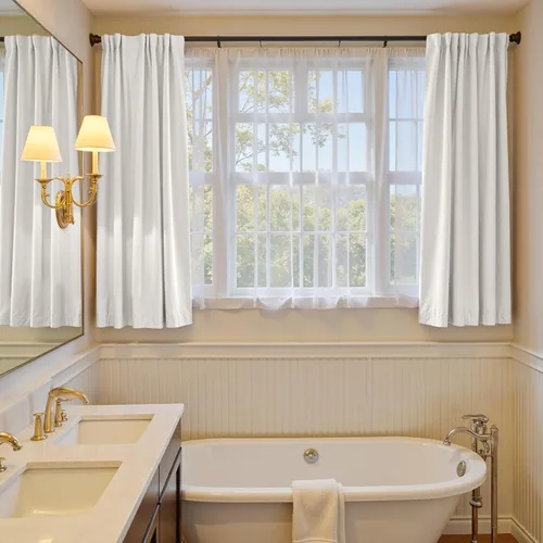 Vista 5 de Lazzzy - Cortinas de terciopelo blanco de 63 pulgadas de largo para sala de estar o dormitorio, cortinas con filtro de luz, aislación térmica