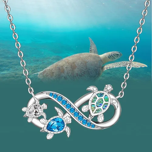 Vista 5 de St Patricks Day Shamrock Necklace Pentagram Turtle Necklace Hummingbird Necklaces for Women Sterling Silver Pendant Jewelry Gifts
