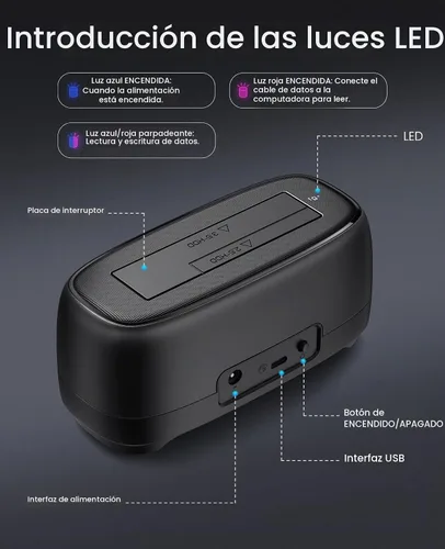 Vista 7 de ORICO Estación de acoplamiento de disco duro para USB C 2.5"/3.5" SSD HDD SATA I II III Base de disco duro externo 22TB 2 en 1 Tipo C a USB A Cable