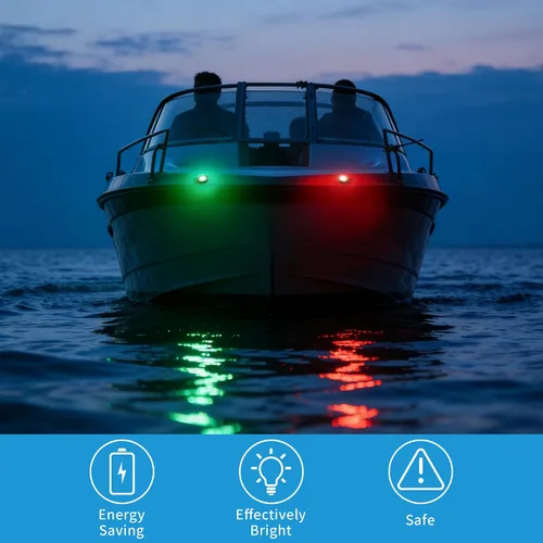 Vista 5 de Obcursco Luces de Navegación para Barco, LED Rojo y Verde de Montaje Vertical para Proa y Popa, Luces Marinas Impermeables IP67 para Pontones, Negro