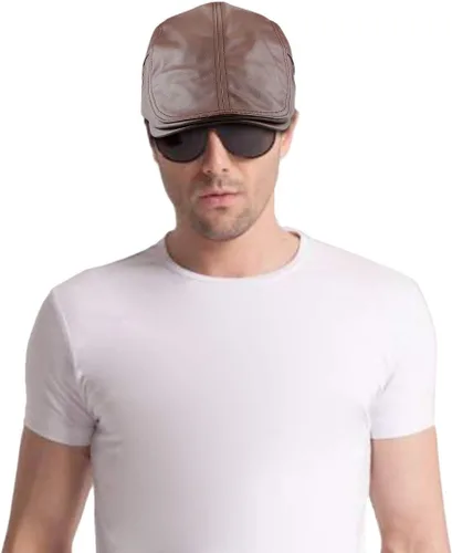 Vista 3 de moonsix Newsboys Gorras para hombre, boina de piel sintética, sombrero de Gatsby, sombreros planos, gorra de conducción Ivy