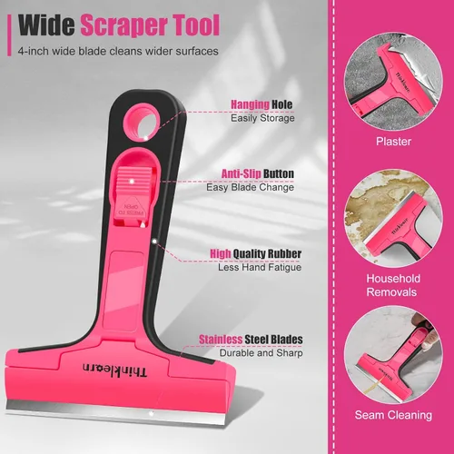 Vista 2 de Herramienta de raspador de cuchilla de afeitar THINKLEARN, raspador de cuchilla de afeitar de 4" con 20 piezas de cuchillas de repuesto, raspador