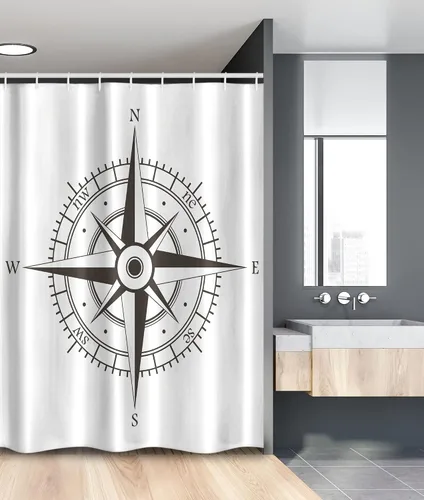 Vista 113 de Ambesonne Decor Collection, juego de cortina con ganchos para regadera Amarillo y marrón