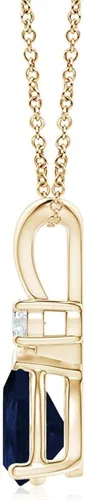 Vista 62 de Angara Colgante de lágrima de zafiro azul natural con diamante en plata/oro macizo de 14 quilates/platino Cumpleaños, compromiso, aniversario
