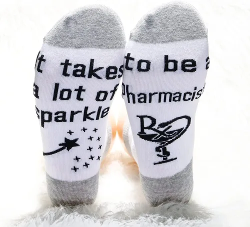 Vista 5 de JNIAP Calcetines de farmacéutico regalo de farmacéutico 2 pares de calcetines de técnico de farmacia para estudiantes de medicina regalos