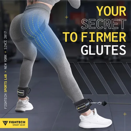 Vista 4 de FIGHTECH Ankle Straps Cable Machine Attachment for Gym - Cable Kickback Ankle Straps - Padded Ankle Cuffs for Glute Kickbacks and Leg Workouts