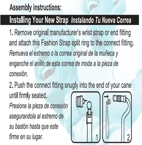 Vista 2 de SkyMed Correas de muñeca para bastón, 6 pulgadas de largo, 2 unidades, negro, vienen con enchufe de 7/8 pulgadas, conector elástico. Se adapta a