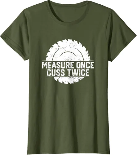Vista 48 de Measure Once Cuss Twice, divertida camiseta de regalo para carpintería, Negro, S
