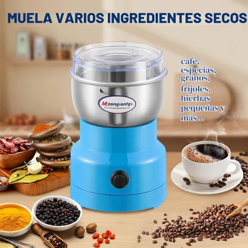 Vista 3 de Moongiantgo Molinillo de café eléctrico, mini molinillo de especias, molinillo rápido de 200 W, 10 segundos, molino de grano seco para especias Azul