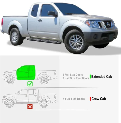 Vista 2 de APS Estribos de barras Nerf estilo OE negro compatibles con Nissan Frontier King Cab 2005-2024 y Suzuki Equator 2005-2012 Extra Cab