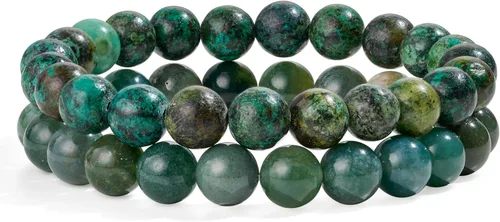 Vista 10 de Bivei - Pulsera elástica de cuentas redondas de cristales curativos semipreciosos naturales, hecha a mano, rellenadores de regalo para mujeres Ágata