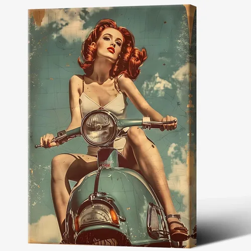 Vista 15 de Póster vintage de la niña piloto sexy de los años 50, arte de pared, arte retro de mediados de siglo, nostalgia estética, impresiones estéticas