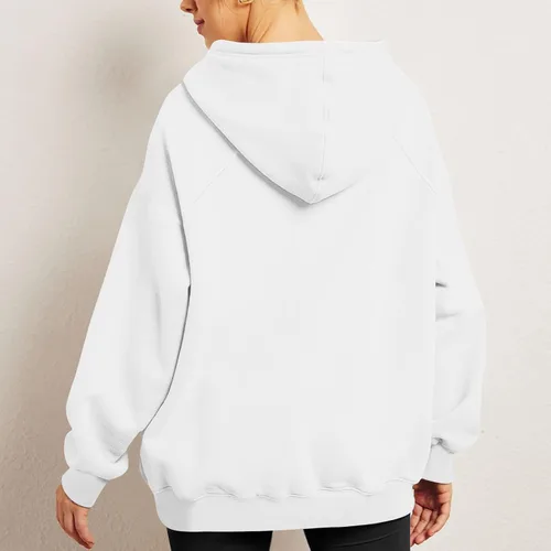 Vista 4 de Sudaderas con capucha de gran tamaño para mujer, de vellón, casual, de manga larga, con capucha, para otoño, ropa Y2K con bolsillos