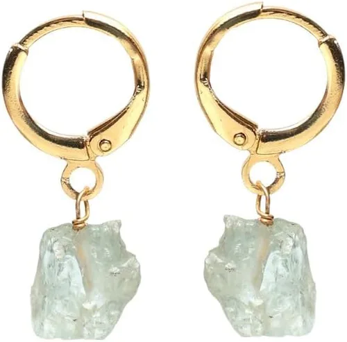Vista 9 de Gempires Handmade Gemstone Hoop Earrings Raw Crystal Dangle Jewelry Hypoallergenic Gold Plated Lightweight Elegant Jewelry Gifts For Women