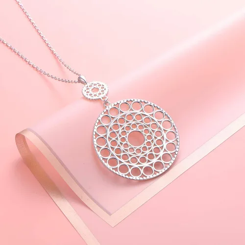 Vista 5 de Collar de cadena larga de plata esterlina S925 para mujer, collar con colgante de flecos, joyería de regalo
