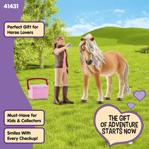 Vista 5 de Schleich Horse Club Horse Toy para niñas y niños a partir de 5 años, novio con pony islandés
