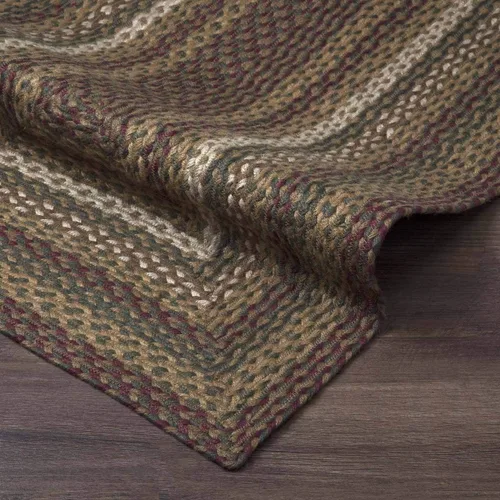 Vista 4 de VHC Brands Tea Cabin - Alfombra rectangular de yute rústico a rayas verdes con almohadilla para el suelo, 27 x 48 pulgadas