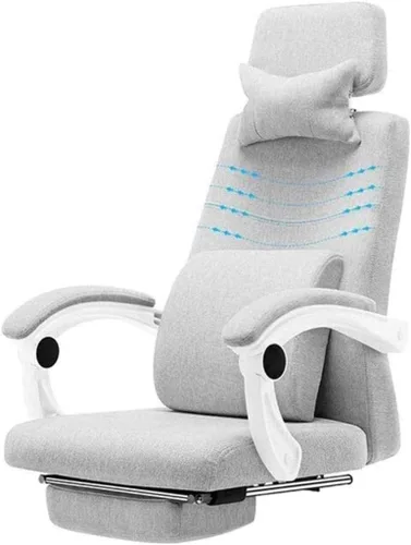 Vista 4 de Silla de ocio de moda minimalista Silla de computadora Silla giratoria Silla de oficina de algodón y lino