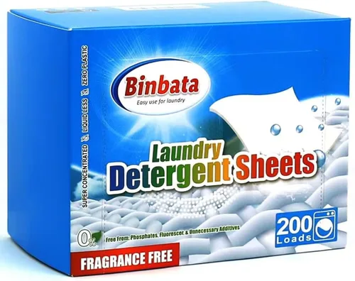 Vista 9 de Binbata Hojas de detergente para ropa, 200 cargas, aroma cítrico, hipoalergénicas, ecológicas, biodegradables, sin plástico, sin líquido, aptas