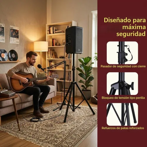 Vista 6 de Pyle Soporte universal para altavoz con montaje de trípode de alta resistencia y altura ajustable de 40" a 71", inserto compatible de 35mm