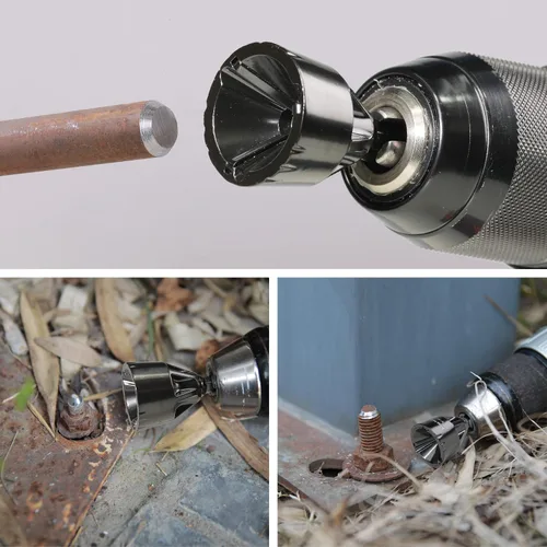 Vista 7 de Punta de taladro para achaflanado de carburo de tungsteno 1/2" a 1-3/8" Uniburr, herramienta de reparación de rosca de perno para eliminar rebabas