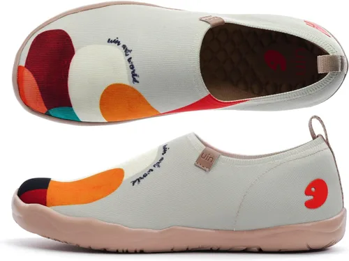 Vista 8 de UIN - Mocasines de mujer de tela, informales, ligeros, cómodos, a la moda, sin cordones, con estampado de arte chino, para caminar o ir de viaje