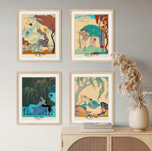Vista 3 de Carteles de astrología para estética de habitación, decoración de pared de 4 elementos, decoración de habitación de aire y tierra, fuego y agua