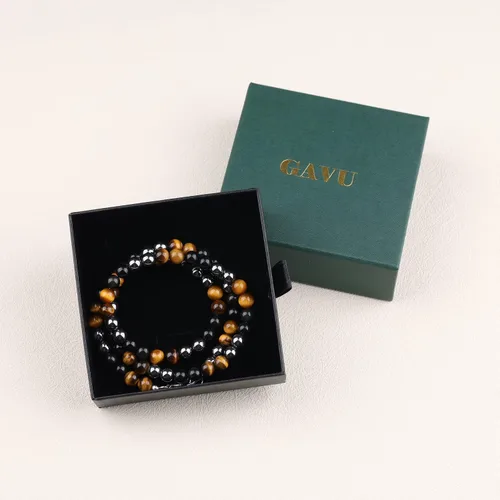Vista 6 de GAVU Collar de cristal con cuentas de piedras preciosas para hombre