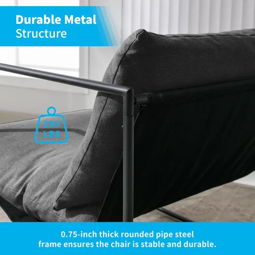 Vista 5 de Silla tipo cabestrillo, silla de acento suave con marco de acero, cómoda silla reclinable con cojín suelto para lectura para sala de estar, sala