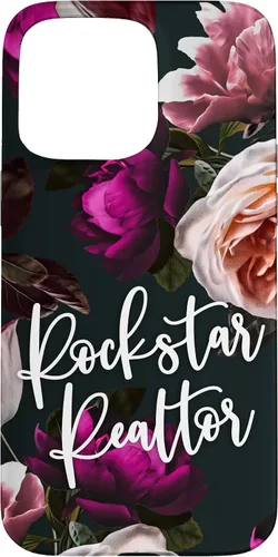 Vista 30 de iPhone 14 Plus Rockstar Realtor - Elegante estuche de regalo floral para agente inmobiliario