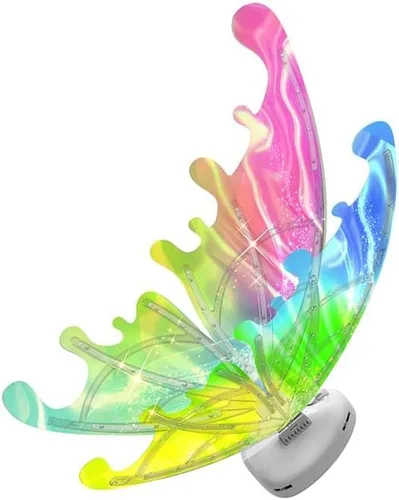 Vista 2 de cojodopo Disfraz de alas de mariposa eléctricas, alas luminosas de elfo para niños y perros con música brillante brillante accesorios de vestir