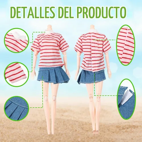 Vista 5 de Bencailor 8 piezas de ropa de muñeca de Navidad para muñecas de 11.5 pulgadas, accesorios de muñeca, suéteres, pantalones de mezclilla, ropa regular