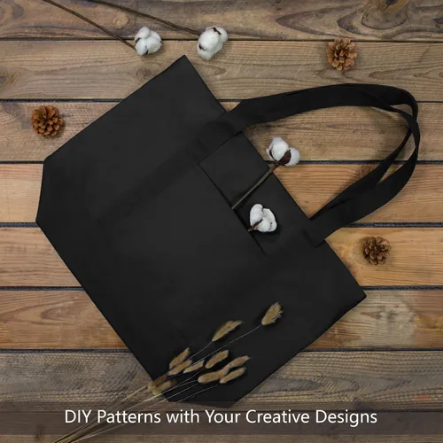 Vista 4 de TOPDesign Paquete de 1 bolsa de lona con bolsillo externo, bolsa de compras reutilizable para comestibles, cierre de cremallera superior, artículos