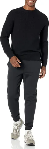 Vista 4 de Tienda Essentials Suéter de cuello redondo de gran tamaño para hombre, texturizado, algodón