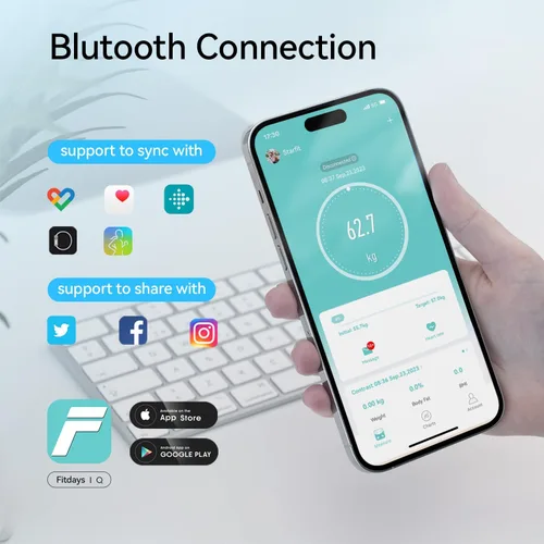 Vista 7 de Báscula inteligente, báscula de grasa corporal de alta precisión con pantalla LCD TFT, báscula de baño para peso corporal, báscula de peso digital