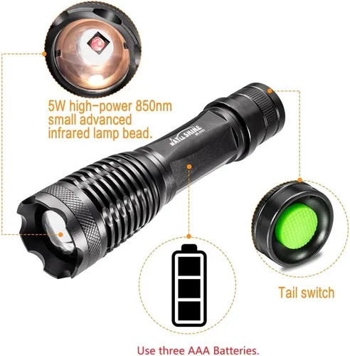 Vista 3 de linterna de la visión nocturna del iluminador del IR 850nm, iluminador infrarrojo para el dispositivo de la cámara