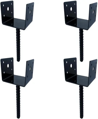 Vista 7 de MTB Supply 1 soporte para poste de valla en forma de U de 4 x 3.5 pulgadas, con recubrimiento de polvo negro, poste de anclaje de poste de hormigón