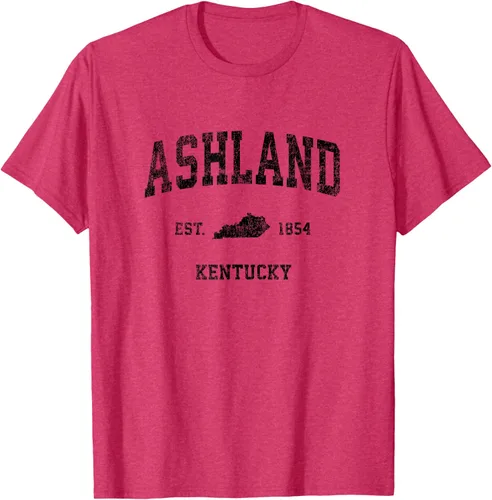 Vista 35 de Ashland Kentucky KY Vintage Sports Design Camiseta de impresión negra Asfalto