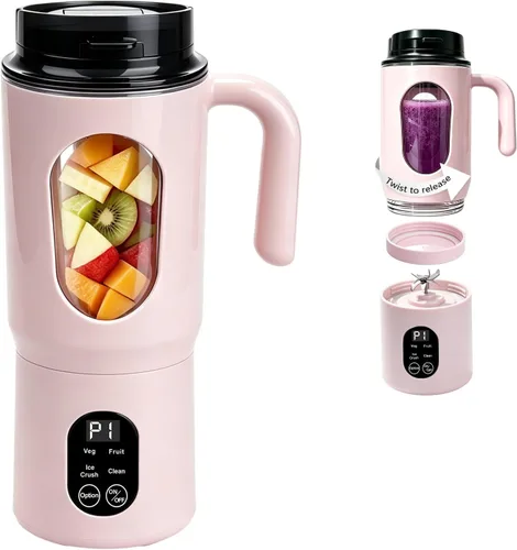 Vista 8 de Batidora portátil 580ML con pantalla LED y 12 cuchillas (beige)