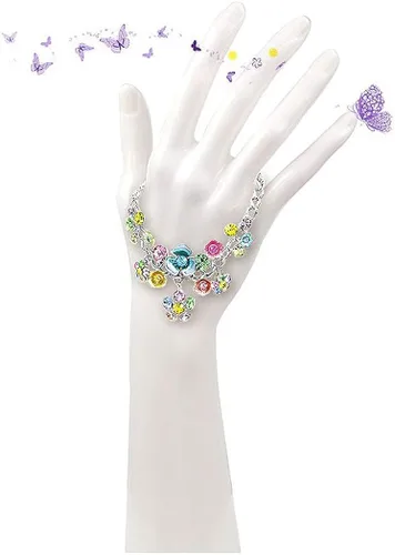 Vista 9 de Glamorousky Pulsera de flores con cristales austriacos multicolor y dijes de flores Cristal Circonita cúbica