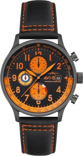Vista 9 de Reloj analógico AV-4011 Hawker Hurricane, con mecanismo de cuarzo japonés, con correa de piel, de AVI-8