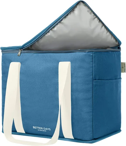 Vista 2 de Nook Theory Bolsa de comestibles reutilizable aislada – a prueba de fugas, bolsa enfriadora grande – Bolsas de compras aisladas para comestibles