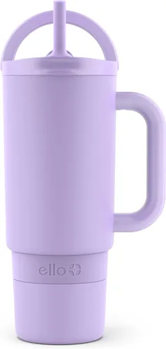 Vista 22 de Ello Port Taza de 30 oz con asa de transporte y mango integrado Botella de agua reutilizable de acero inoxidable con aislamiento al vacío