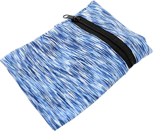 Vista 3 de 2 carteras de muñeca para deportes al aire libre, transpirable, absorbente, banda para el sudor con bolsillo con cremallera, mini bolsa de brazo